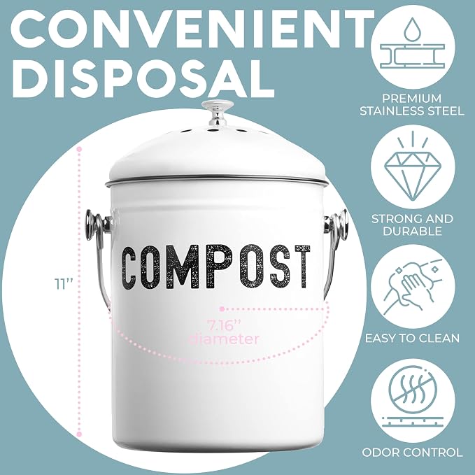 EPICA Countertop Compost Bin Kitchen | 1.3 Gallon | Odorless Composting Bin - Image 3