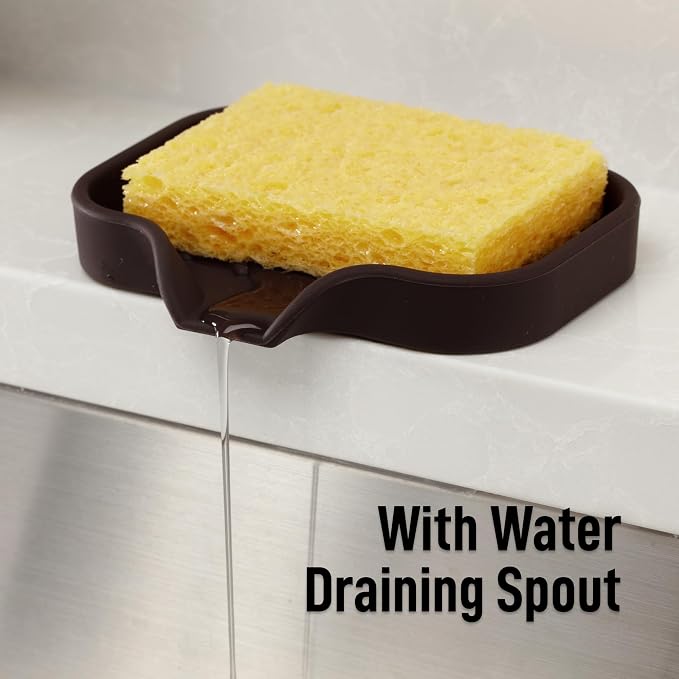 Zulay Kitchen Small Silicone Sponge Holder – Space-Saving Sink Organizer Tray - Image 8