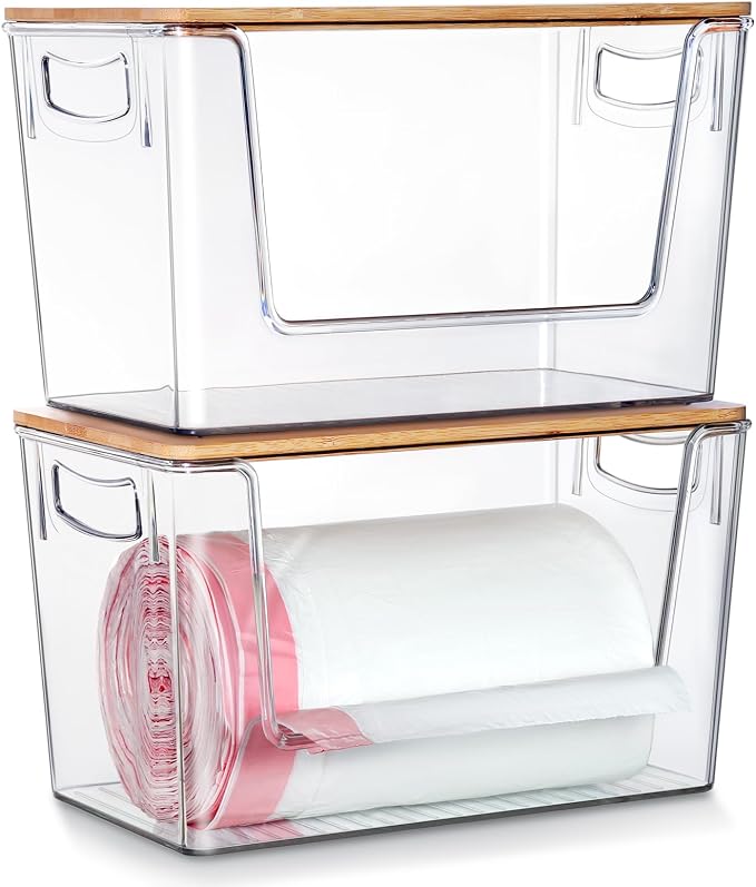 2 Pack Trash Bag Holder Dispenser, Extra Large Garbage Bags Holder, Stackable by HUDGAN
