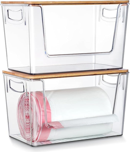 2 Pack Trash Bag Holder Dispenser, Extra Large Garbage Bags Holder, Stackable by HUDGAN