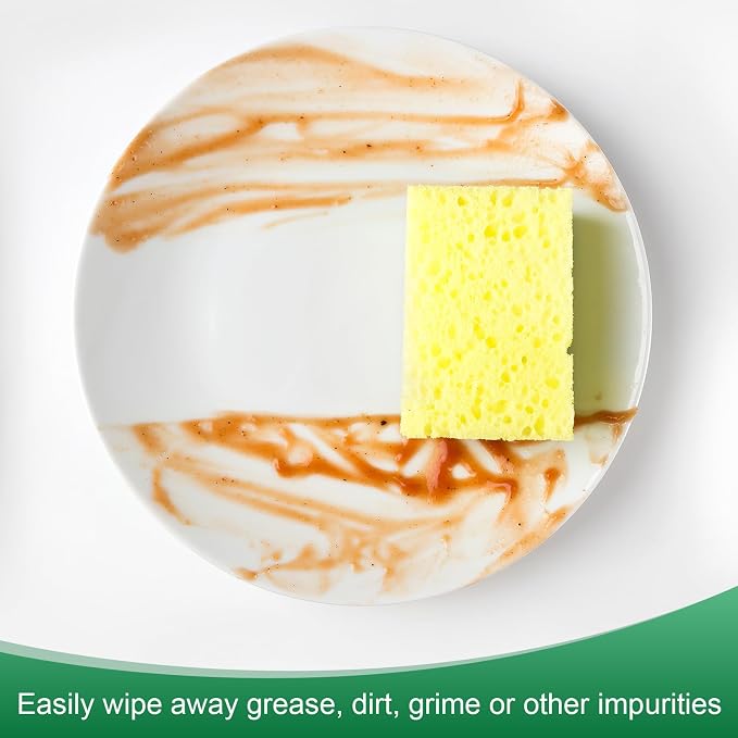 12-Pack Kitchen Sponges, Condense Eco Cellulose Non-Scratch Scrub Heavy Sponge - Image 4