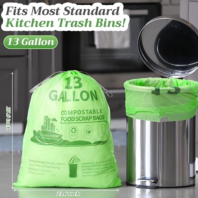 Amyhill 50 Count Compostable Kitchen Trash Bags 13 Gallon Compostable - Image 2
