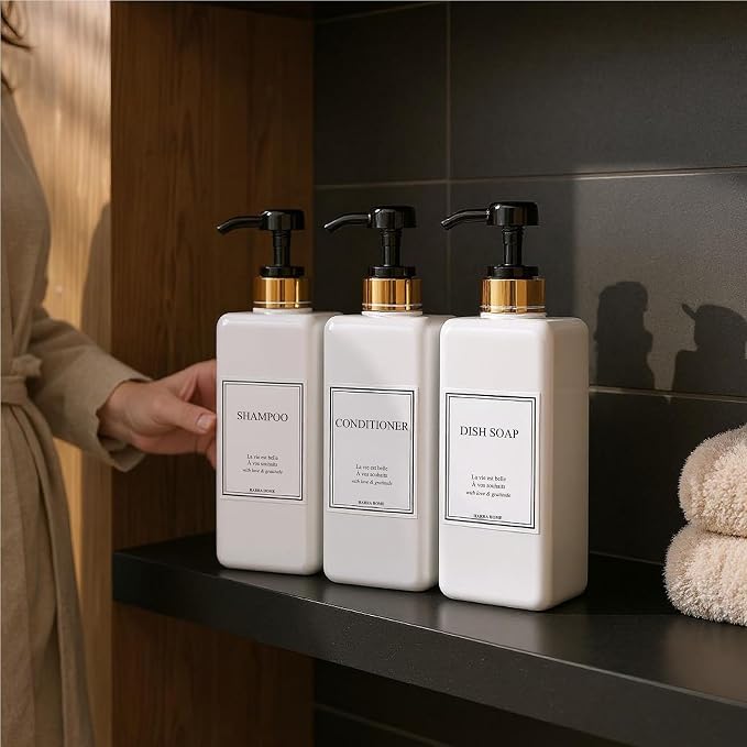 Modern Gold Design Large 27 oz Shampoo and Conditioner Dispensers - Image 6