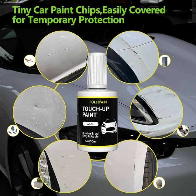FOLLOWIN White Touch Up Paint for Cars, Car Paint Scratch Repair, Built-in - Image 2