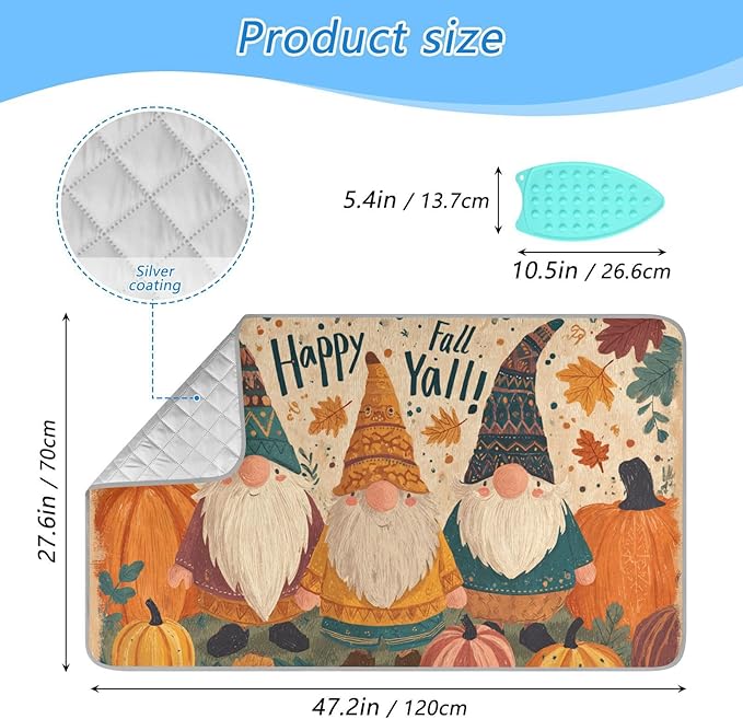 Cartoon Pumpkin Gnomes Fall Ironing Mat - Image 2