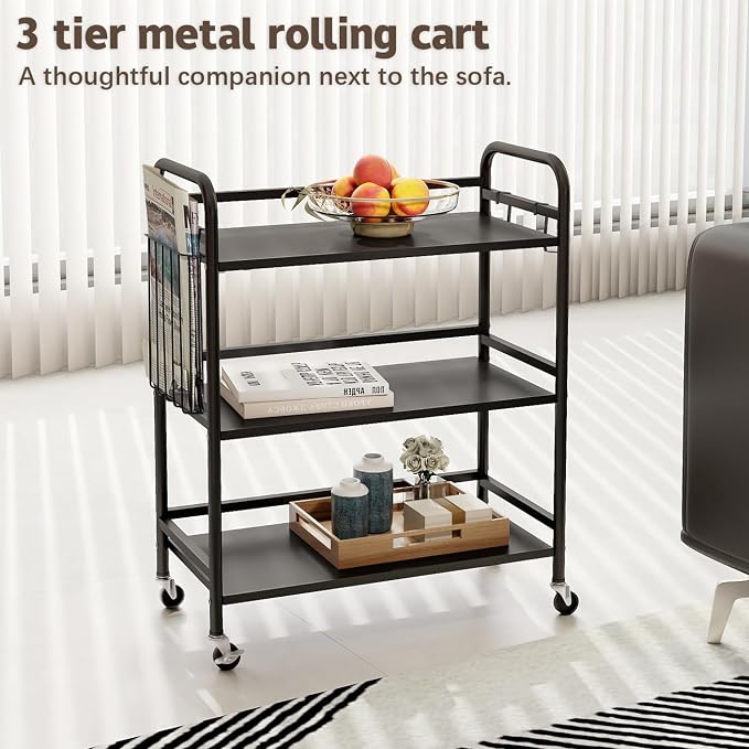 HDANI 3 Tier Metal Rolling Utility Cart, High Capacity Multi Purpose Heavy Duty - Image 3