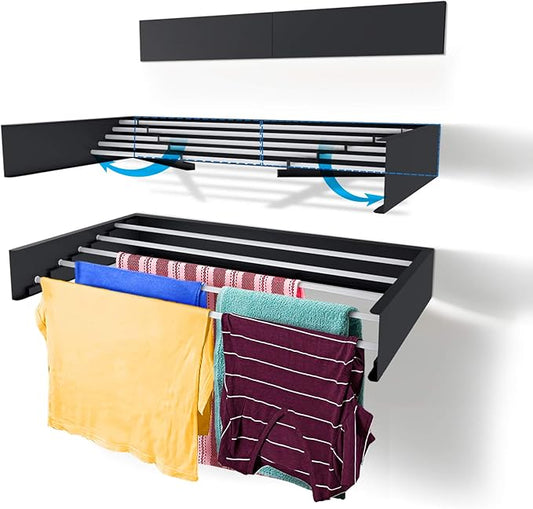 Step Up Laundry Drying Rack, Wall Mounted, Retractable Clothes Drying Rack by StepUpDryingRacks