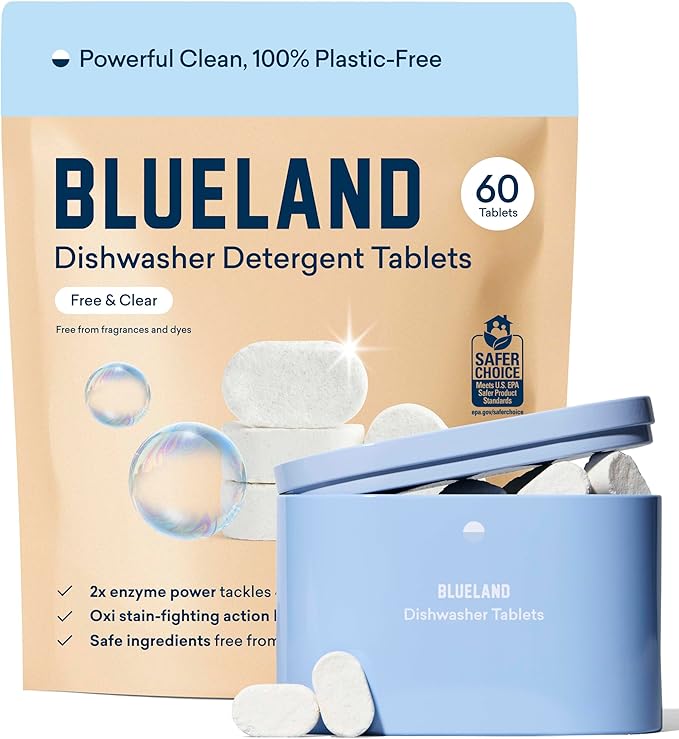 BLUELAND 100% Plastic-Free Dishwasher Detergent Tablets, Starter Set, Free & by BLUELAND