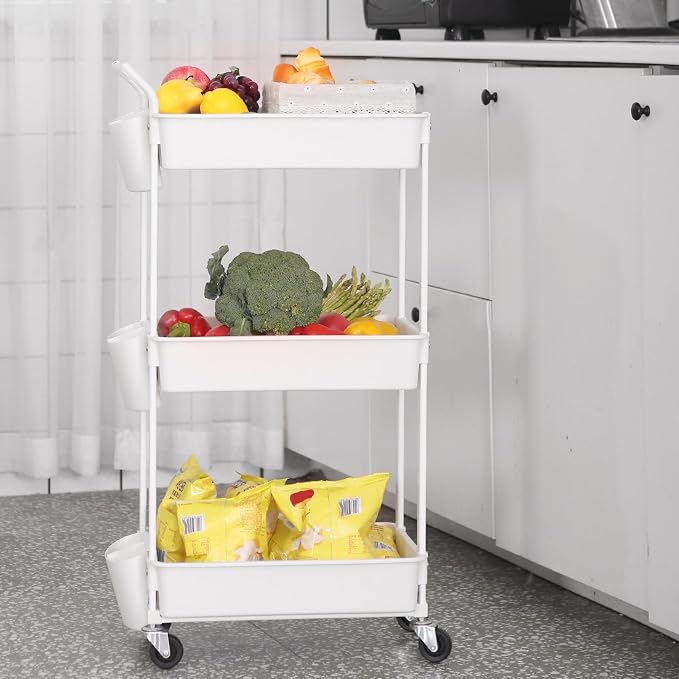 3-Tier Utility Rolling Cart, Mobile Utility Cart - Image 7