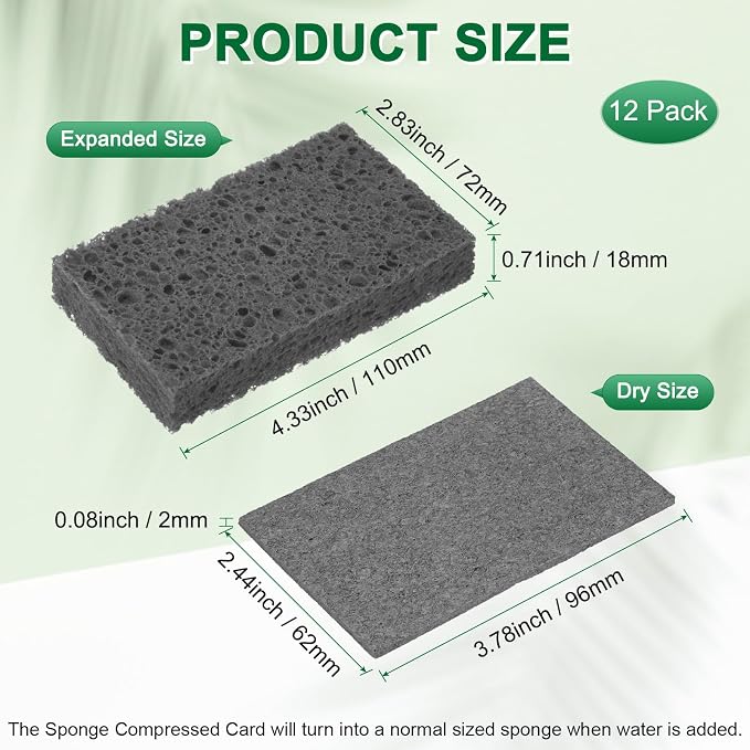 12-Pack Kitchen Sponges, Condense Eco Cellulose Non-Scratch Scrub Heavy Sponge - Image 3