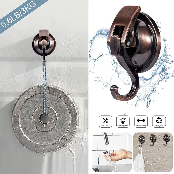 Suction Cup Hooks for Shower, Glass Door, Tile – Loofah, Bath Robe Hook Holder - Image 3