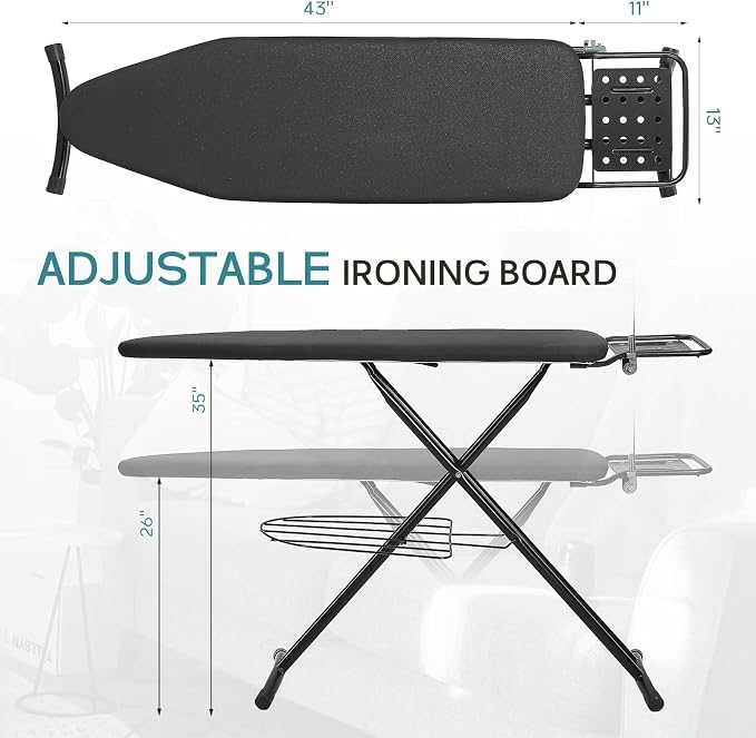 Ironing Board Full Size, RAINHOL 43"x13" Sturdy Iron Board - Image 5