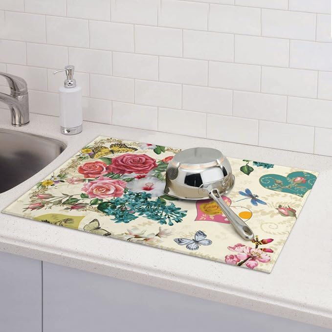 Dish Drying Mat For Kitchen Counter Absorbent Dish Mat Reversible Drainer - Image 7