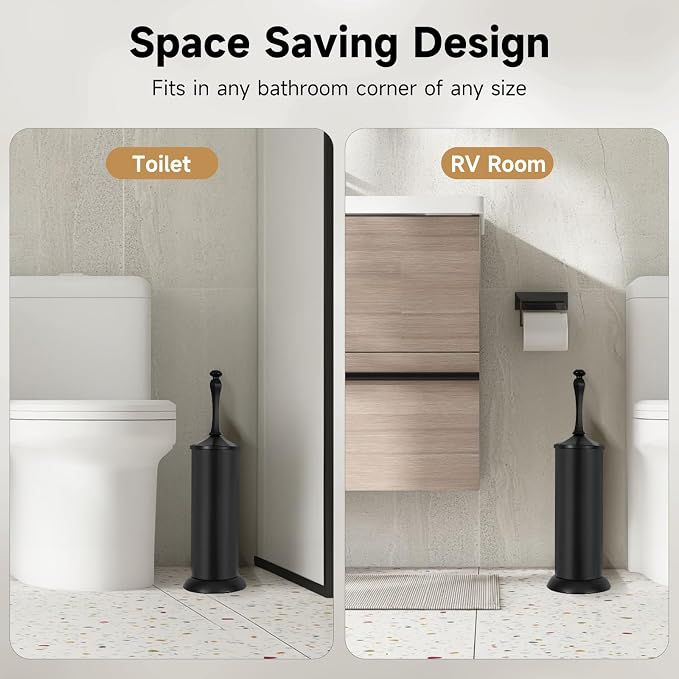 Black Toilet Brush and Holder，Extra Long Handled Toilet Brush - Image 7