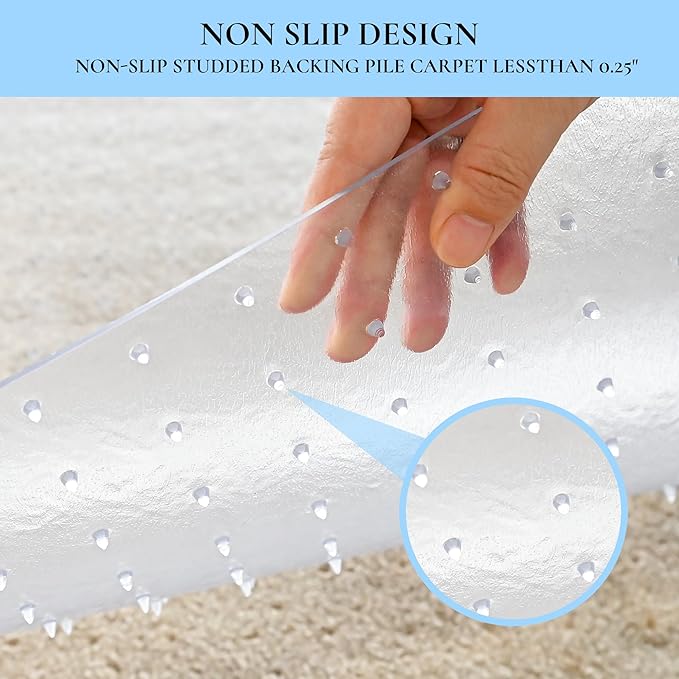 Office Chair Mat for Carpet, Transparent Carpet Protector Mat for Office Chairs - Image 4