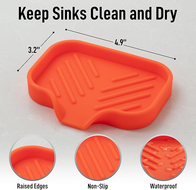 Zulay Kitchen Small Silicone Sponge Holder – Space-Saving Sink Organizer Tray - Image 4