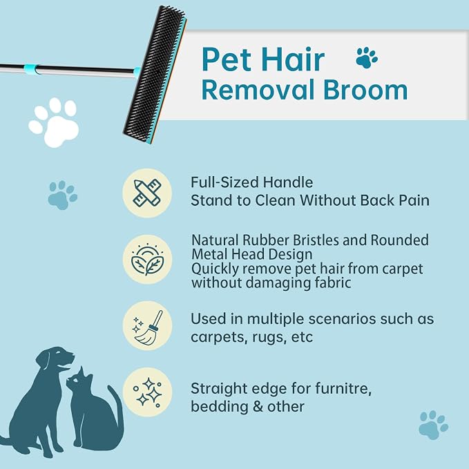 Carpet Rake - 60" Long Handle Pet Hair Removal - Image 3