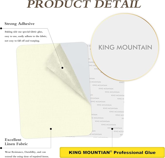 KING MOUNTAIN Fine Linen Fabric Patches, Self-Adhesive, 8x11 inch, - Image 2