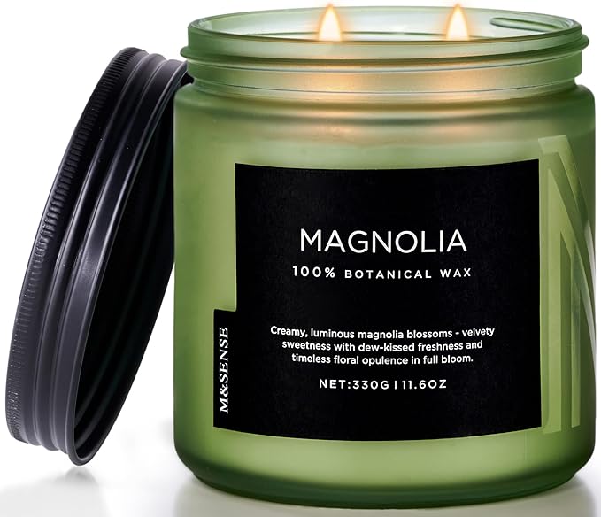 M&SENSE Magnolia Jasmine Spring Scented Candle, 11.6oz 70 Hours Long Lasting by MSENSE