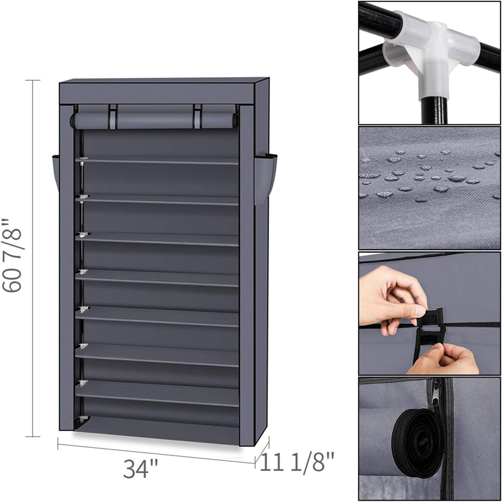 10 Tier Shoe Rack with Dustproof Cover Shoe Shelf Storage Organizer, Widen Sh...