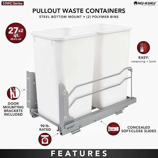Rev-A-Shelf Double Pullout Trash Can - Image 7