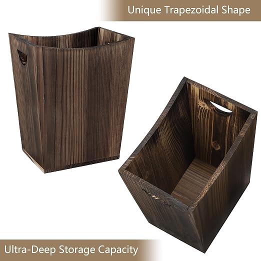 SEHERTIWY Wood Trash Can, Farmhouse Wastebasket Bin - Image 6