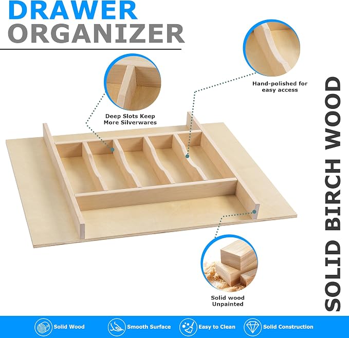 WelFurGeer Premium Wooden Silverware Organizer - Image 4