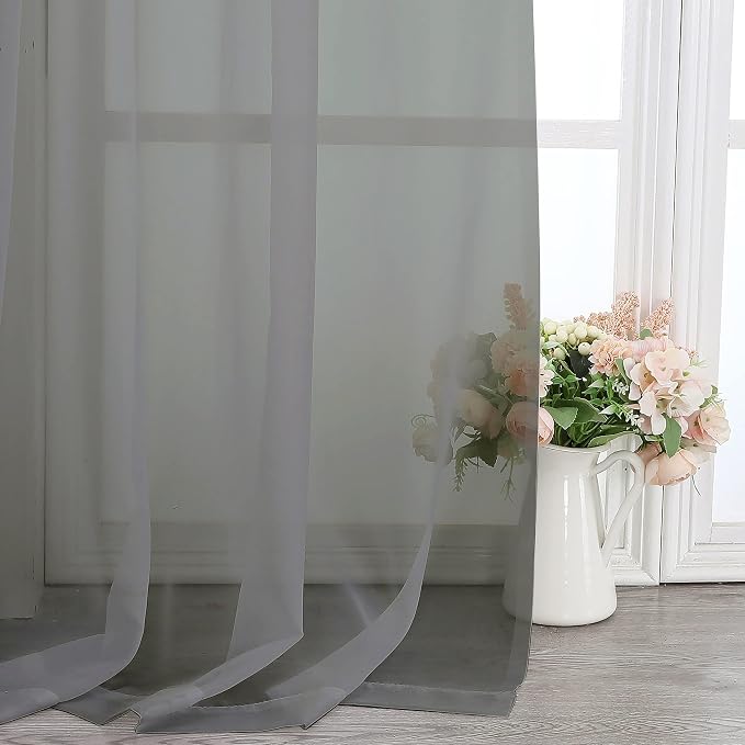 Chyhomenyc Sheer Window Curtain Panels 144 Inches Length 2 Pack, Long Elegant - Image 8