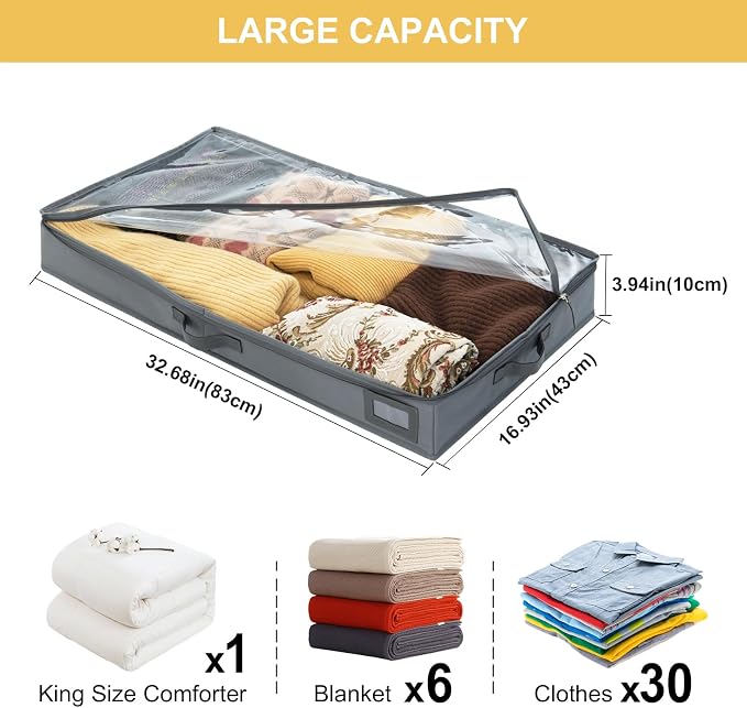 4-Inch Under Bed Storage Containers | Sturdy Sidewalls | Clear Cover & Label - Image 3
