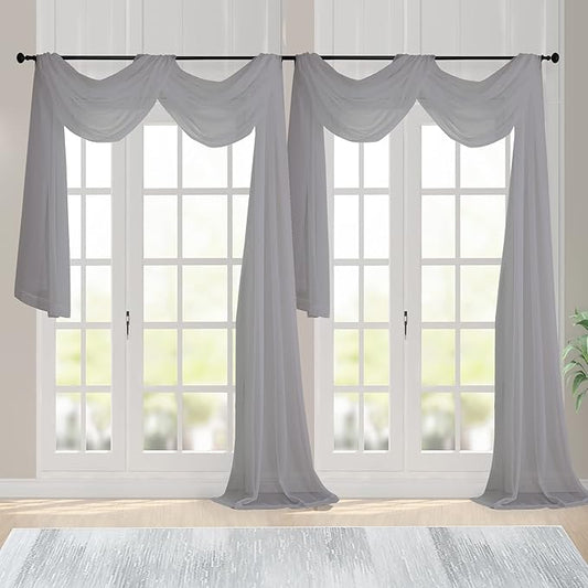 Chyhomenyc Charcoal Grey Sheer Scarf Valances by Chyhomenyc
