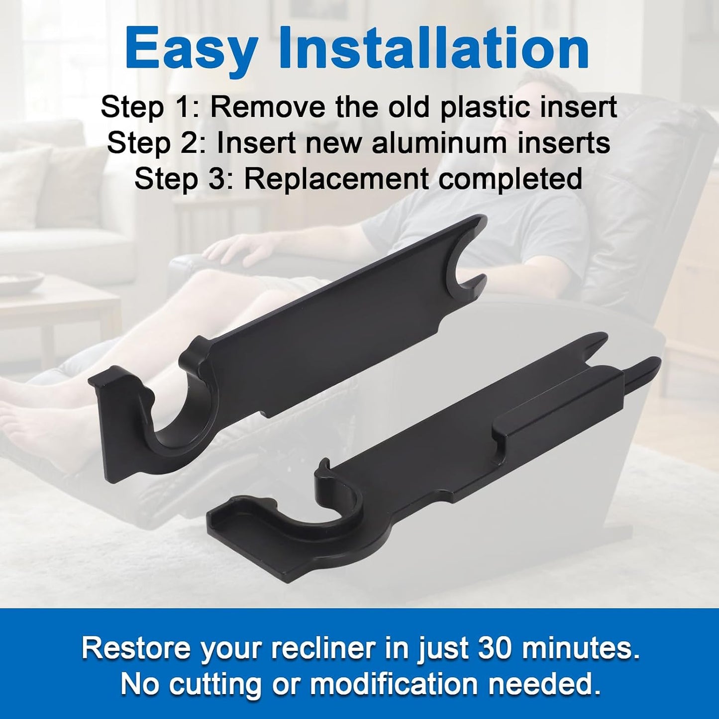 motoparty Replacement for La-Z-Boy Recliner Footrest Lock Slot Insert Left & Right (2-Pack) - Durable Aluminum Repair Kit