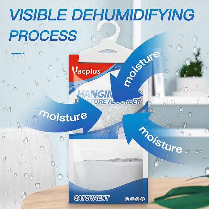 Vacplus Moisture Absorbers, Hanging Closet Dehumidifier Bags, Humidity Packs - Image 3