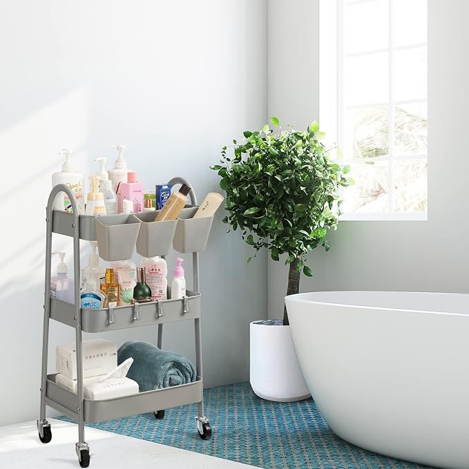 danpinera 3-Tier Rolling Cart, Metal Rolling Storage Cart - Image 7