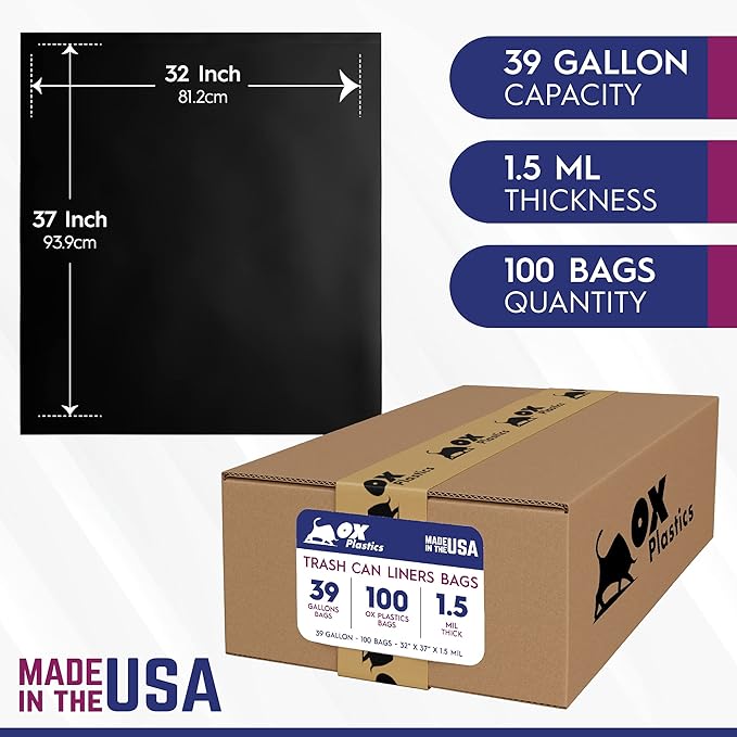 OX Plastics Black Trash Bags - Image 2