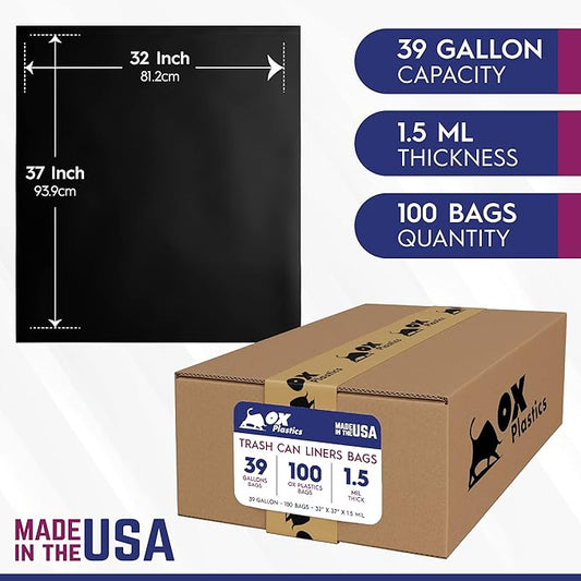 OX Plastics Black Trash Bags - Image 2