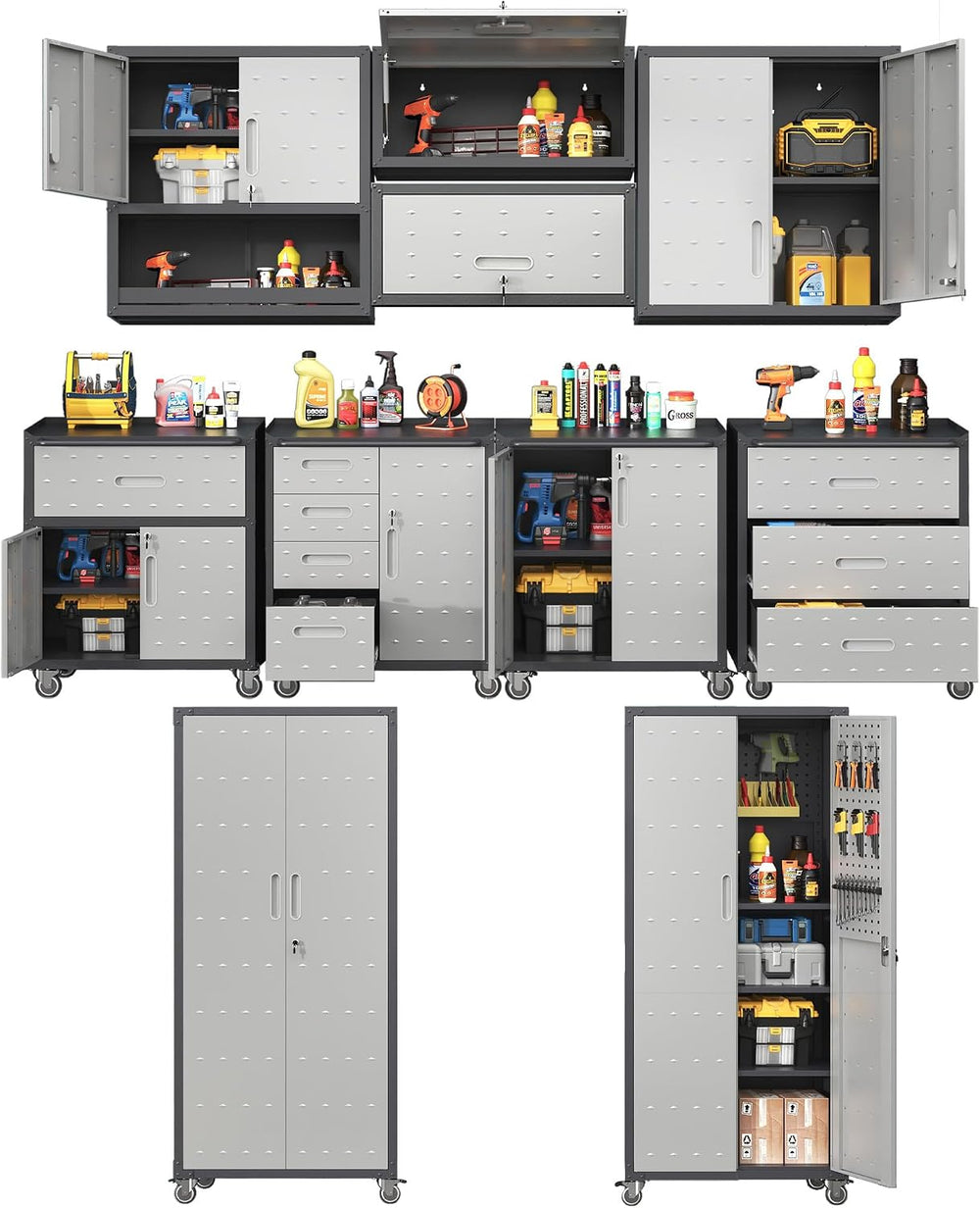 Garage Storage Cabinet System,Wall Cabinet & Locking Rolling Tool Cabinet...