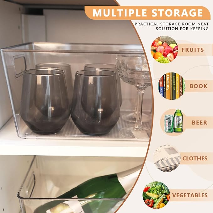 MOONEDGE 8-Pack Clear Plastic Storage Bins — Open-Top PET Containers and - Image 3