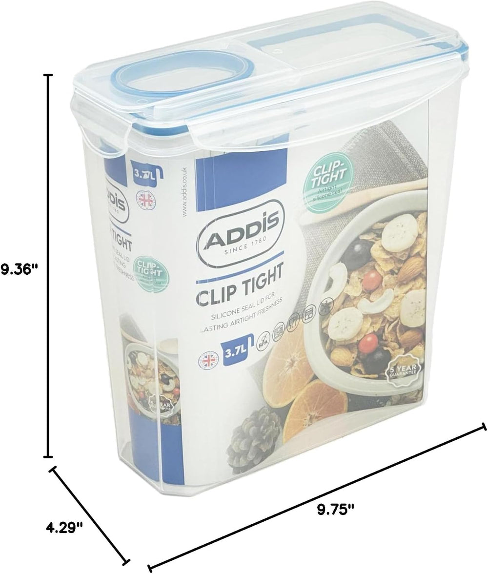Addis Clip Tight Cereal Food Storage Container 3.7 Litre Tall Rectangle With ...