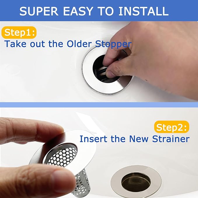 Bathroom Sink Drain Strainers for 1.1"-1.6" Depth Than 1.6" Drain Hole Catcher - Image 4
