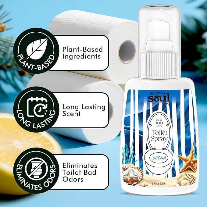 Toilet Spray, Ocean Scent, Eliminates Bathroom & Toilet Odors, Travel Size Air - Image 3