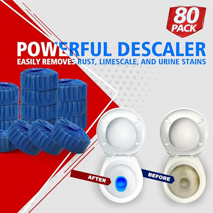 USKICH 80 Pack Toilet Bowl Cleaner Tablets, Long-Lasting Household Toilet - Image 4
