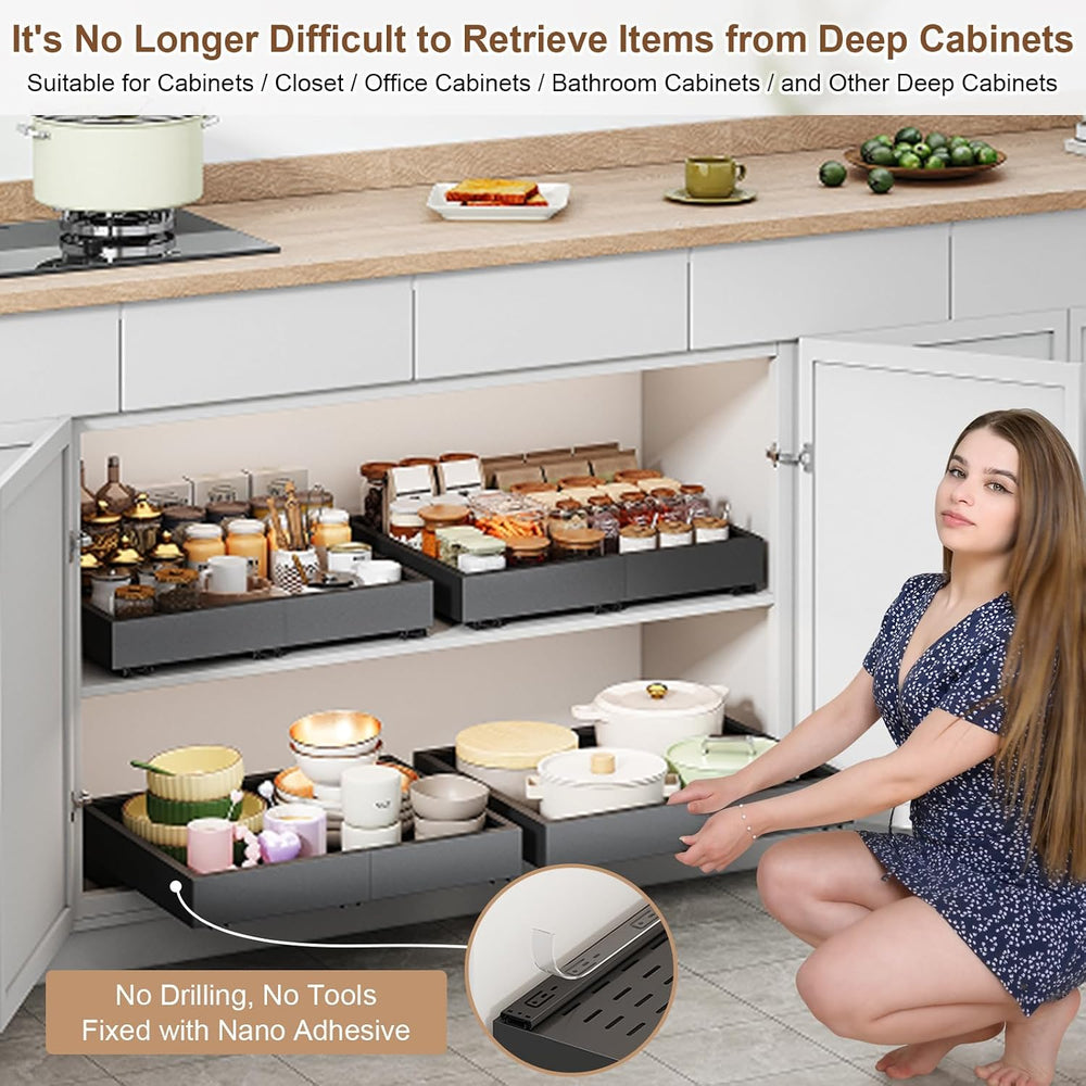 Fokyfok Pull out Cabinet Organizer,11"-16"W,17"-24"D,Expa...