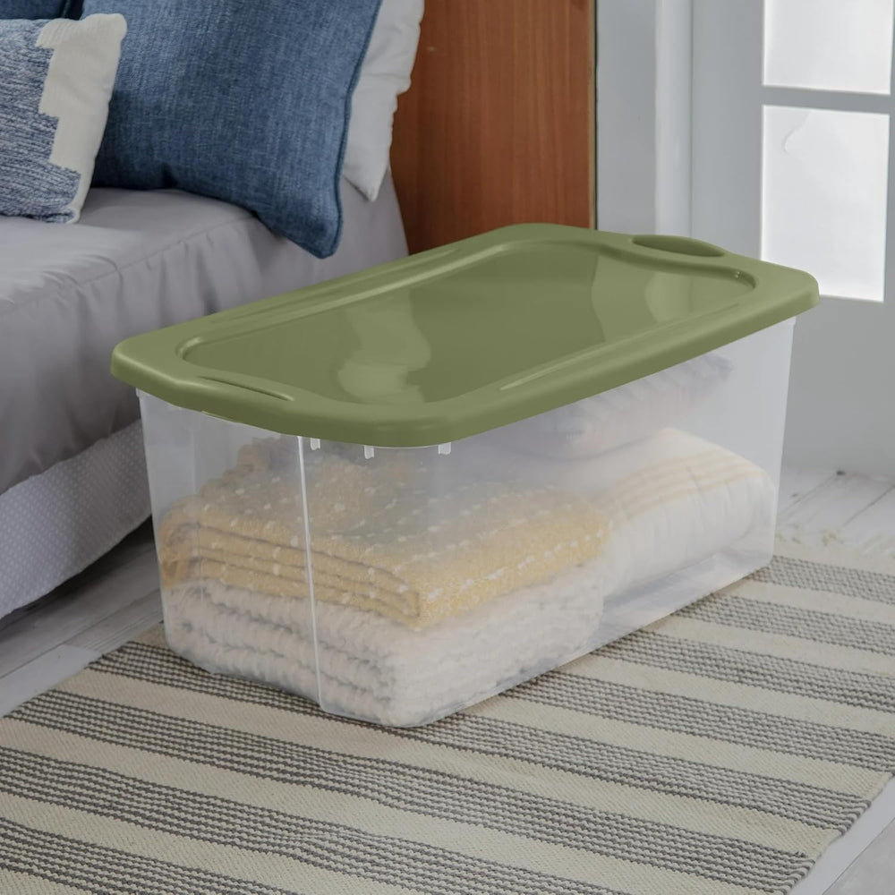 Extra-Large 120 Quart Clear Plastic Storage Bin (2-Pack) with Full-Grip Handl...
