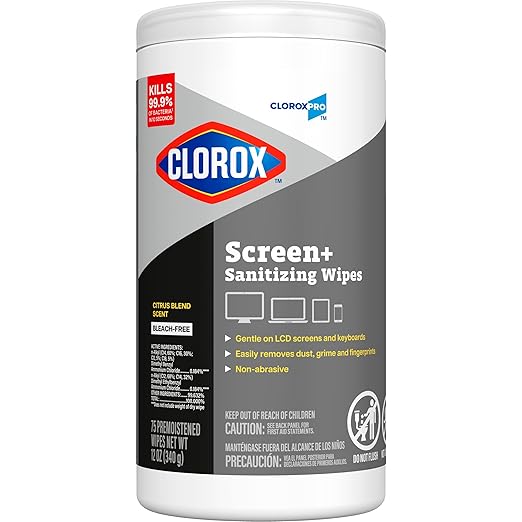 CloroxPro Clorox Screen+ Sanitizing Wipes, Bleach Free Cleaning Wipes, Citrus - Image 11