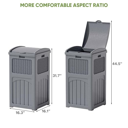 Patiowell 36 Gallon Outdoor Trash Can, Resin Outdoor Garbage Can - Image 7