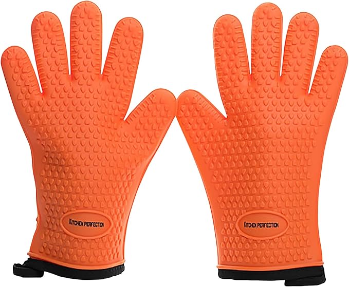 KITCHEN PERFECTION XL Silicone Smoker Oven Gloves-Extreme Heat Resistant BBQ by Kitchenperfection