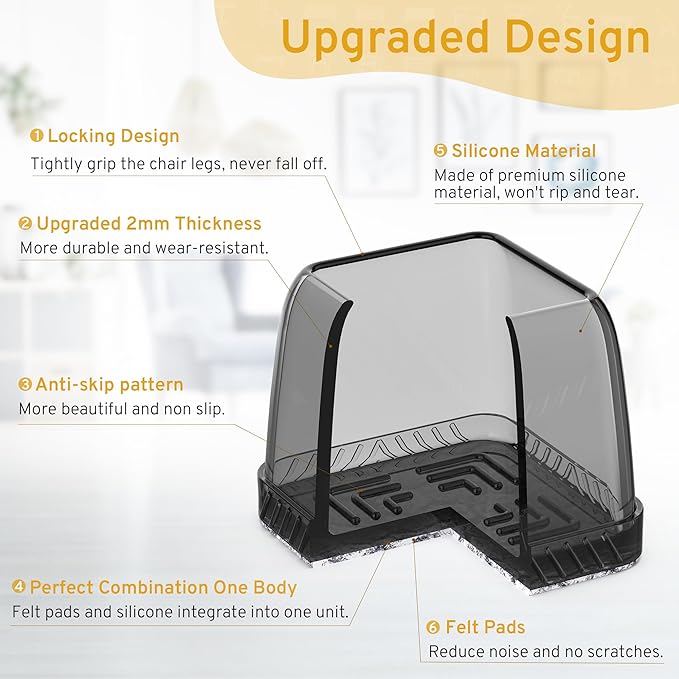 24PCS Square Chair Leg Floor Protectors, Furniture Sliders, Chair Leg Protectors - Image 2
