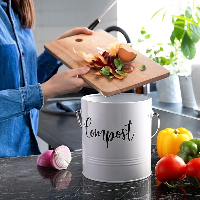 Compost Bin Kitchen, 1.3 Gallon Farmhouse Kitchen Compost Bin Countertop - Image 6