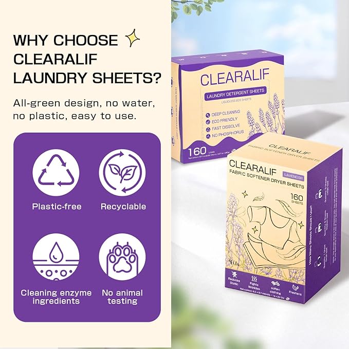 CLEARALIF All in One Laundry Detergent Sheets Kit, Lavender Scent, 160 Loads - Image 2