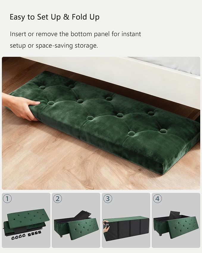 Storage Ottoman Bench, 43 Inch Foldable Ottoman - Image 7